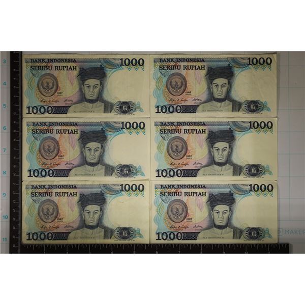 6-1987 INDONESIA 1000 RUPIAH BILLS