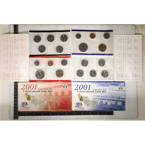 2001 US MINT SET (UNC) P/D (WITH ENVELOPES)