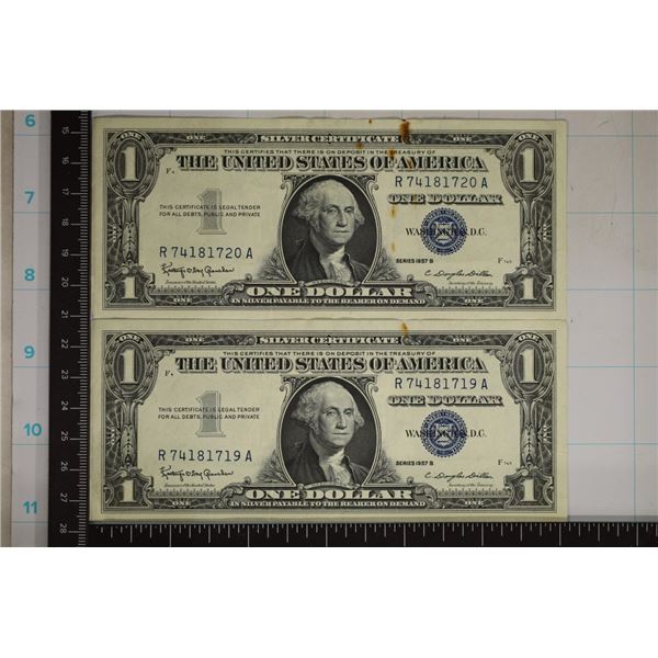 2-1957-B US $1 SILVER CERTIFICATES CU WITH