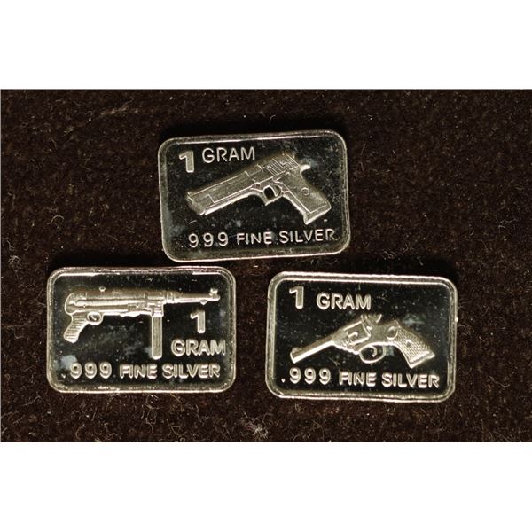 3-1 GRAM .999 FINE SILVER PROOF 2 HAND GUN THEMED