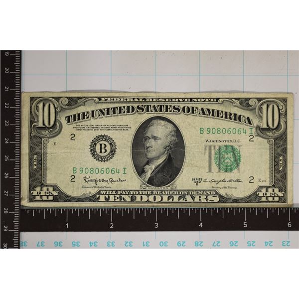 1950-D US $10 FRN GREEN SEAL