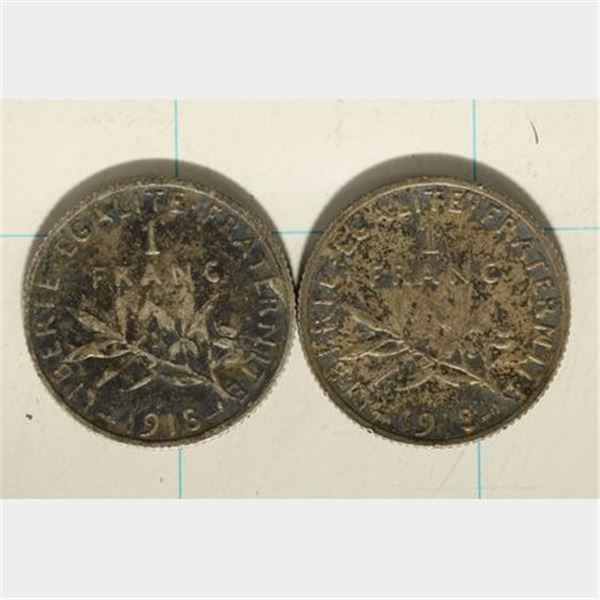 2-1918 FRANCE SILVER 1 FRANCS .2684 OZ. ASW