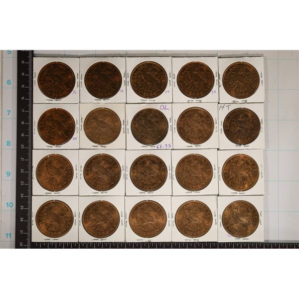 20-1964 NEW ZEALAND UNC 1 PENNY COINS