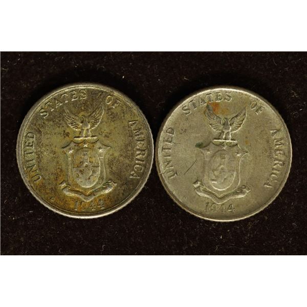2-1944-S US PHILIPINNES SILVER 20 CENTAVOS .193