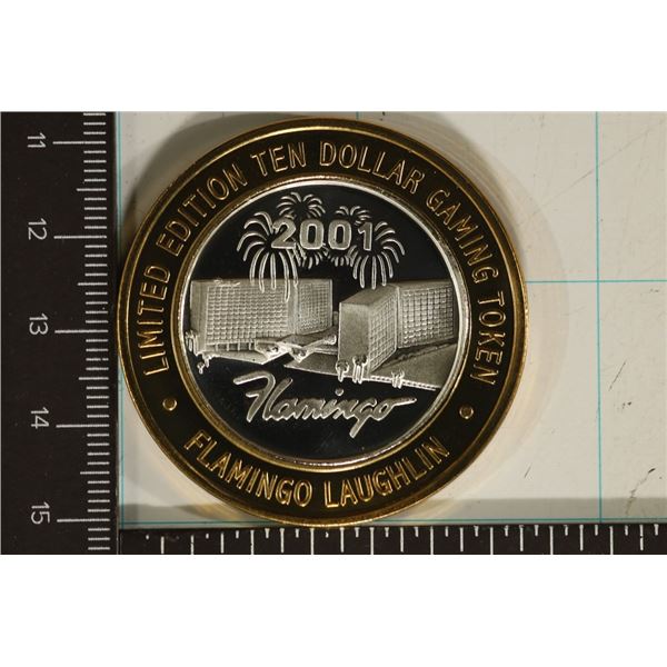 CASINO $10 SILVER TOKEN (UNC) 2001 FLAMINGO HOTEL