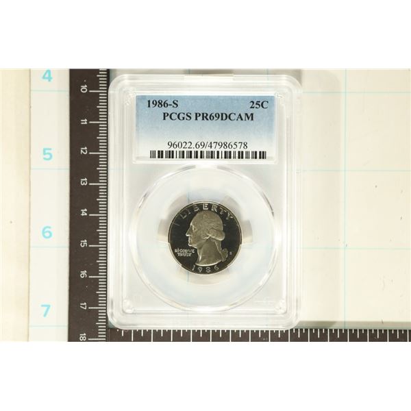 1986-S WASHINGTON QUARTER PCGS PR69 DCAM