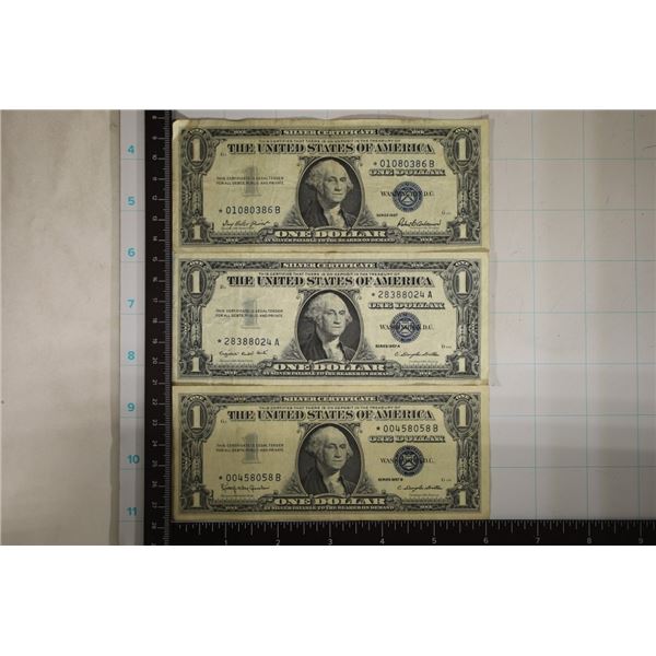 1957, 57-A & 1957-B US $1 SILVER CERT STAR NOTES