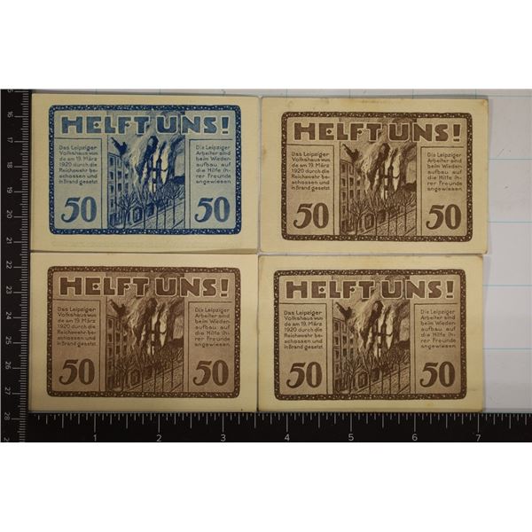 4-1920 GERMAN HELFTUNS 50 PFENNIG NOTGELDS