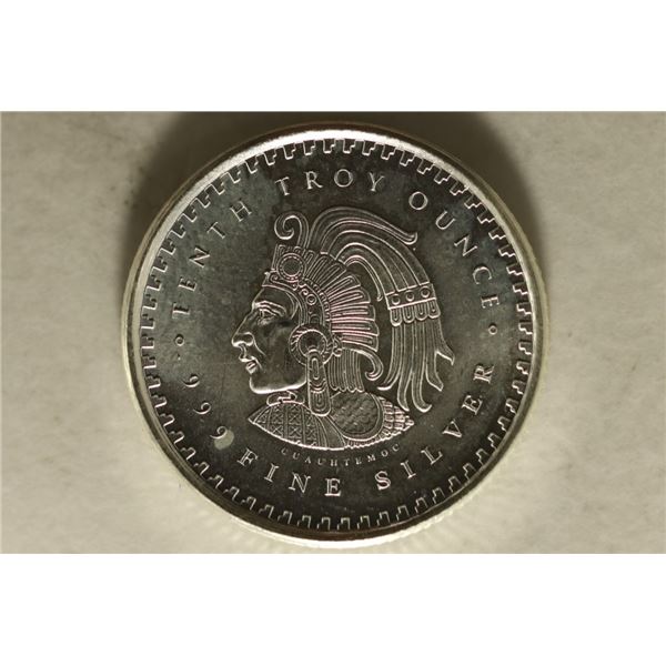 1/10 TROY OZ .999 FINE SILVER UNC AZTEC THEMED