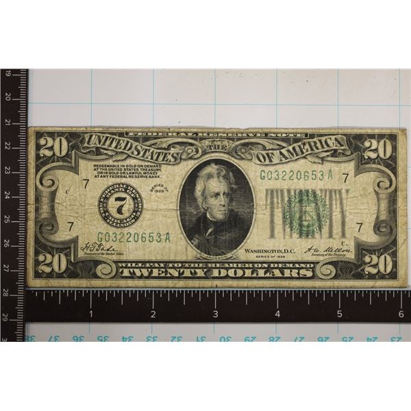 1928 US $20 FRN GREEN SEAL