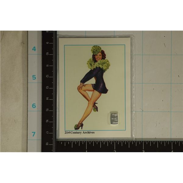 PINUP CARD #12 WITH 1 GRAM VALCAMBI SILVER BAR OF