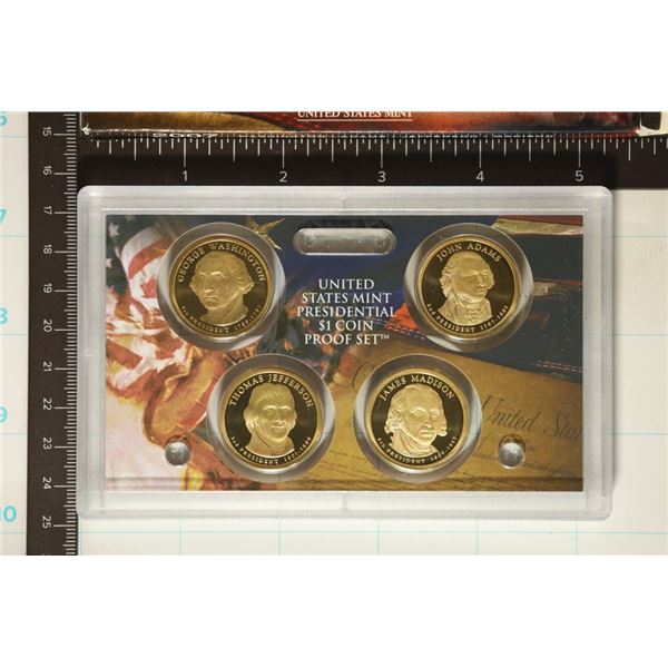 2007 US PRESIDENTIAL DOLLAR 4 COIN PF SET WITH BOX