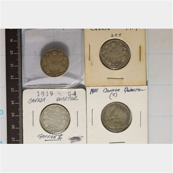 2-1919, 1935 & 1 NO DATE SILVER CANADA 25 CENTS: