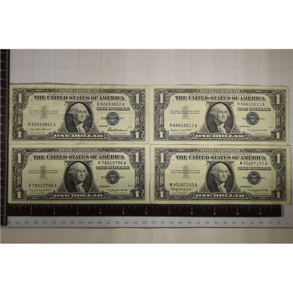 1957, 2-57-A & 57-B US $1 SILVER CERTIFICATES BLUE