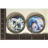 Image 1 : 2-1 OZ. SILVER PLATED UNC POLAR BEAR ROUNDS.