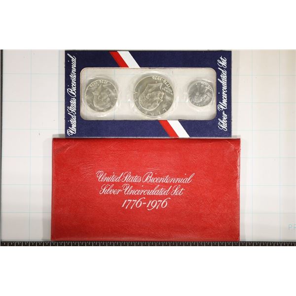 1976-S US BICENTENNIAL 3 COIN UNC SILVER SET