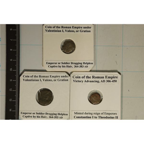 3 ROMAN ANCIENT COINS: 2-DRAGGING CAPTIVE BY HAIR