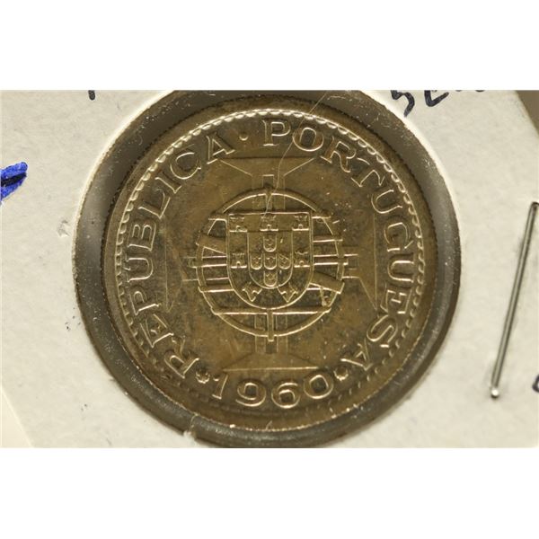 1960 PORTUGAL MOCAMBIQUE SILVER UNC 5 ESCUDOS