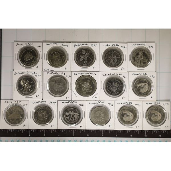 16 CANADA SO CALLED DOLLARS / SOUVENIR MEDALS