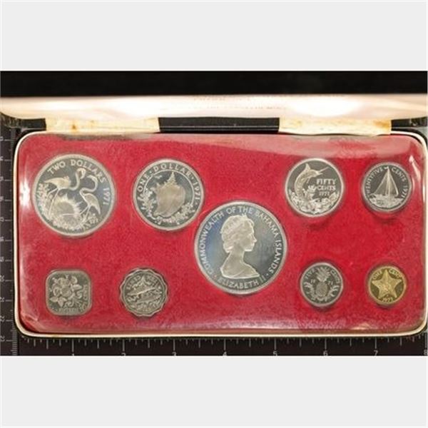 1971 BAHAMAS SILVER 9 COIN PROOF SET IN ORIGINAL