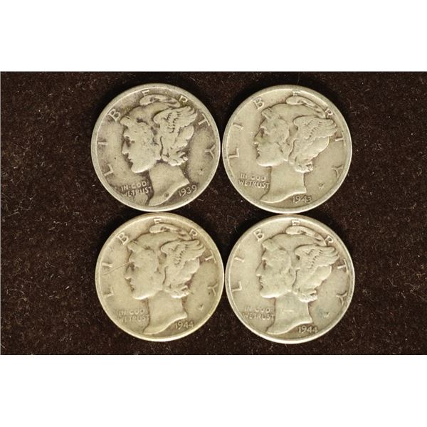 1939, 43-D & 2-1944 SILVER MERCURY DIMES