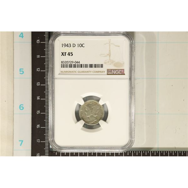 1943-D SILVER MERCURY DIME NGC XF45