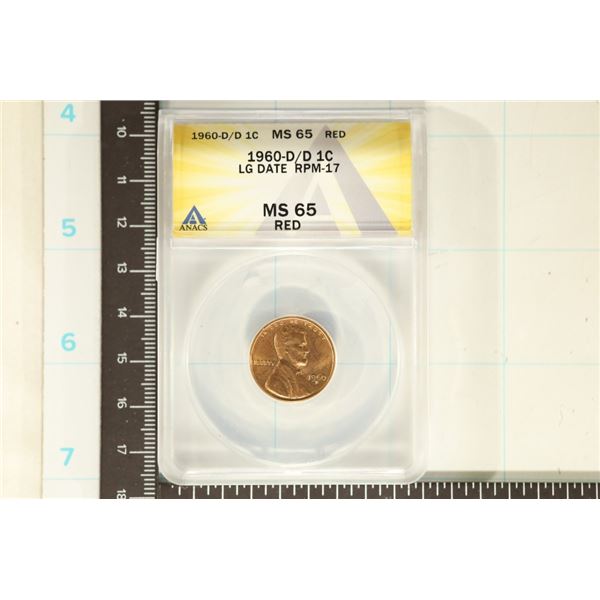 1960-D/D LG DATE LINCOLN CENT NGC MS65 RED RPM-17