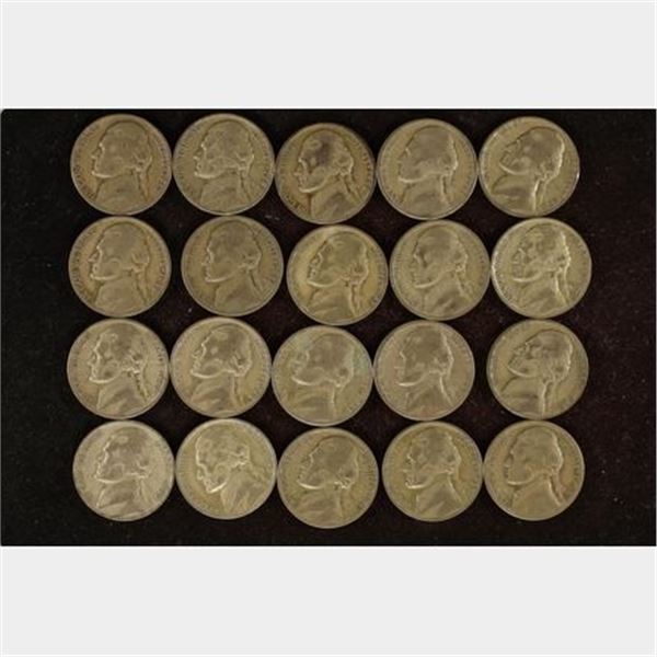 20-ASSORTED 35% SILVER JEFFERSON WAR NICKELS