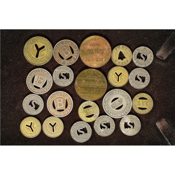 20 VINTAGE METAL TRANSPORTATION TOKENS: BEAVER