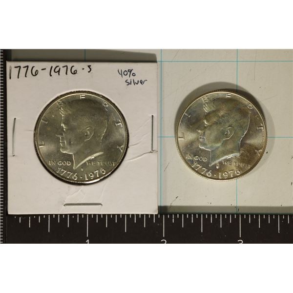 2-1776-1976-S 40% SILVER BICENTENNIAL JFK HALVES