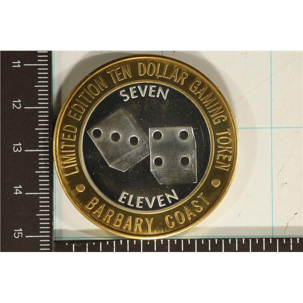CASINO $10 SILVER TOKEN (UNC) BARBARY COAST CASINO