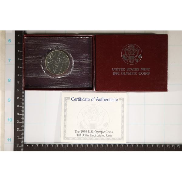 1992-P US UNC OLYMPIC HALF DOLLAR WITH CERTIFICATE
