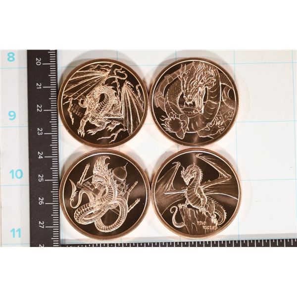 4-1 OZ. UNC WORLD OF DRAGONS COPPER ROUNDS