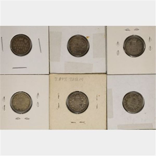 1881-H,93,1904,05,19 & 1929 CANADA SILVER 10 CENTS