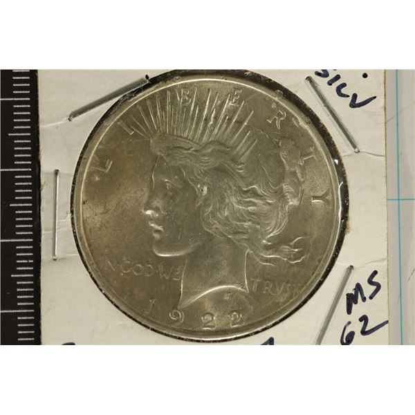 1922 PEACE SILVER DOLLAR. UNC.