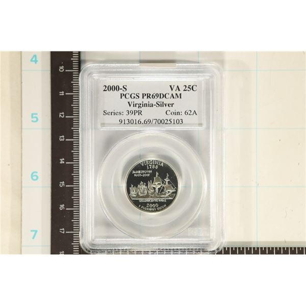 2000-S SILVER VIRGINIA QUARTER PCGS PR69 DCAM
