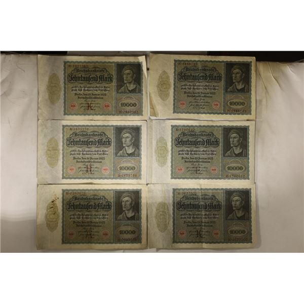 6-1922 GERMAN 10000 MARK LARGE SIZE BILLS