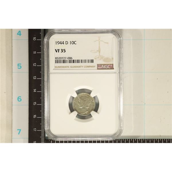 1944-D SILVER MERCURY DIME NGC VERY FINE 35