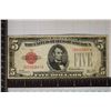 Image 1 : 1928-A US $5 RED SEAL NOTE