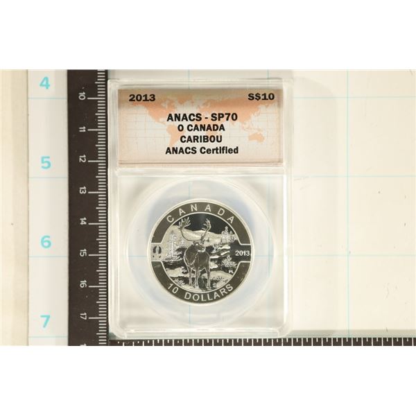 2013 O CANADA CARIBOU SILVER $10 ANACS SP70