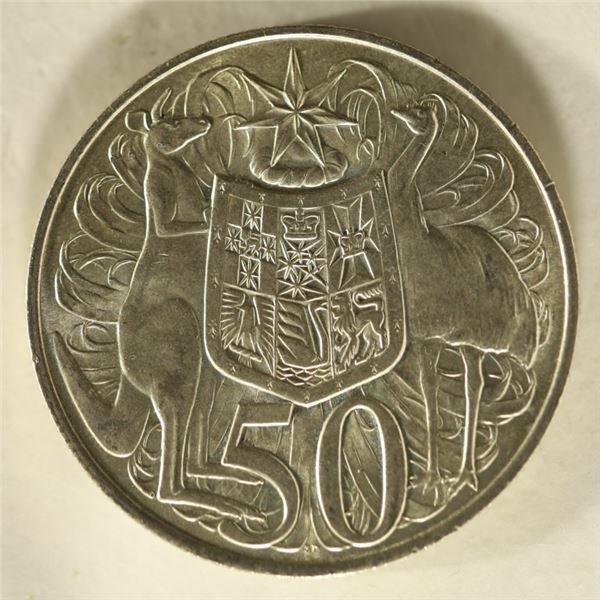 1966 AUSTRALIA SILVER 50 CENTS BRILLIANT UNC
