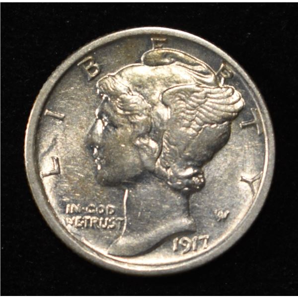 1917-D MERCURY DIME AU/BU