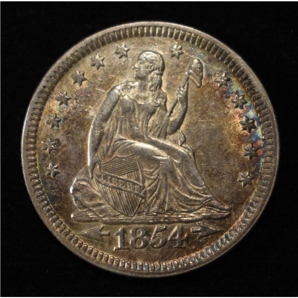 1854 SEATED LIBERTY QUARTER BU