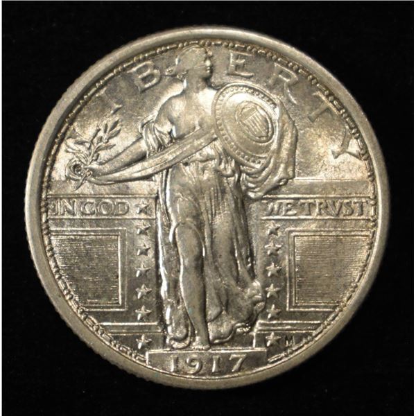 1917 T-1 STANDING LIBERTY QUARTER CH BU