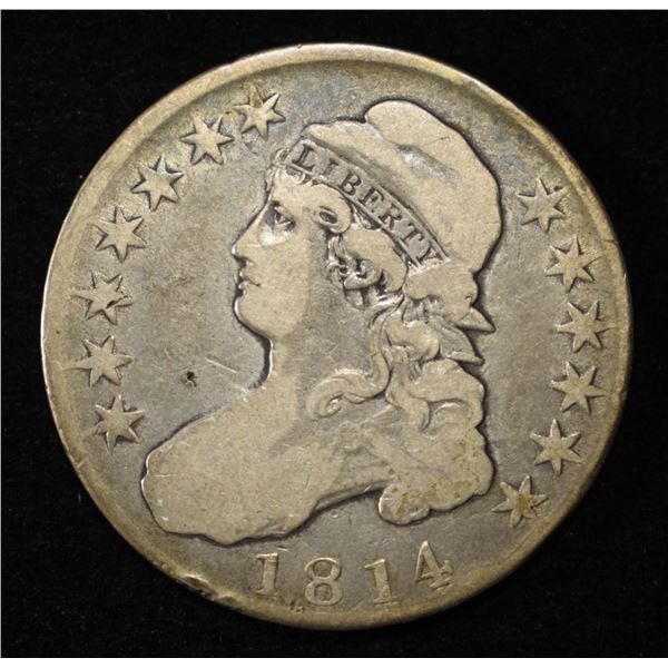 1814 SINGLE LEAF BUST HALF DOLLAR VG