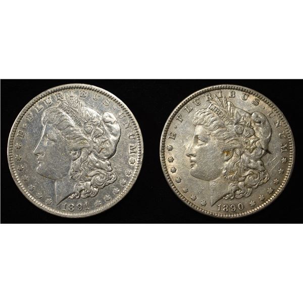 1890 & 1891 MORGAN DOLLARS XF