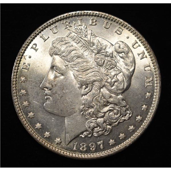 1897 MORGAN DOLLAR CH BU COLOR REV.