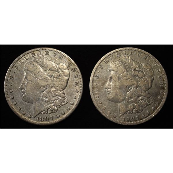 1897-O VF & 1897-S XF MORGAN DOLLARS