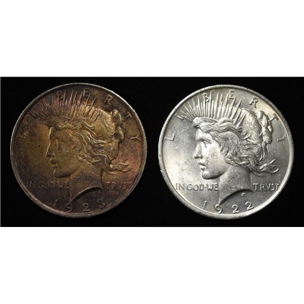 1922, 23 PEACE DOLLARS