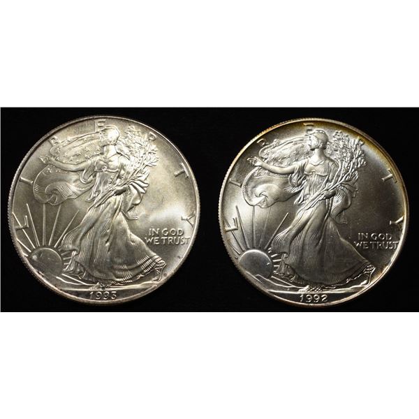 1992 & 1993 AMERICAN SILVER EAGLES